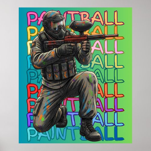 Neon-Paintball-Krieger Poster (Vorne)