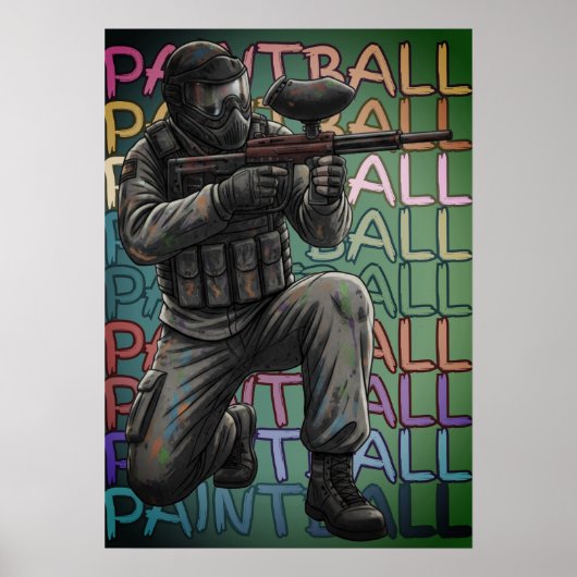 Neon Paintball Krieger Poster (Vorne)
