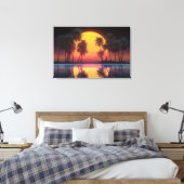Neon Palm Grid Sunset Leinwanddruck (Insitu (Schlafzimmer))