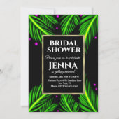 Neon Palm Leaf Bright Tropical Brautparty Einladung (Vorderseite)