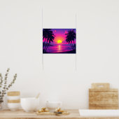 Neon Palm Sunset – Vaporwave Tropical Aesthetic Poster (Küche)