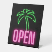 Neon Palm Tree Green & Pink Open Pedestal Schild (Vorderseite)