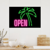 Neon Palm Tree Green & Pink Open Sign Poster (Küche)