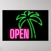 Neon Palm Tree Green & Pink Open Sign Poster (Vorne)