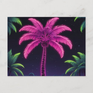 Neon Palm Tree mit Retro Vibes und Tropenglühen Postkarte