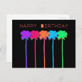 Neon Palm Trees Happy Birthday Postkarte (Vorne/Hinten)