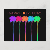 Neon Palm Trees Happy Birthday Postkarte (Vorderseite)