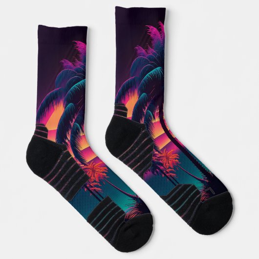 Neon Palm Trees Socken (Rechts)