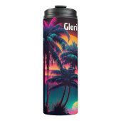 Neon Palm Trees Thermosbecher (Vorderseite)