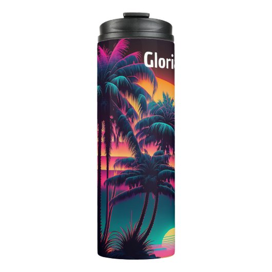 Neon Palm Trees Thermosbecher (Vorderseite)