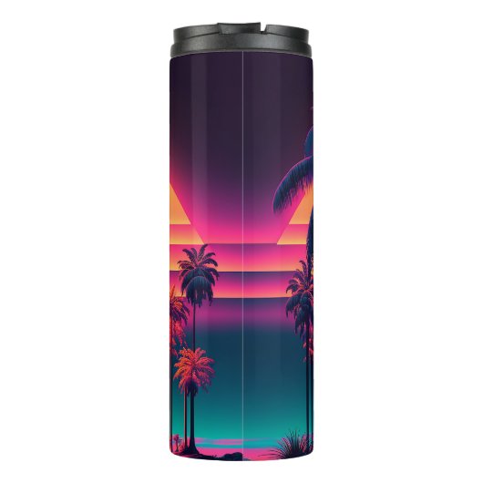 Neon Palm Trees Thermosbecher (Rückseite)