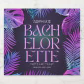 Neon Palm Tropical Junggeselinnen-Abschied Schaumweinetikett (Einzelnes Label)