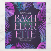 Neon Palm Tropical Junggeselinnen-Abschied Weinetikett (Einzelnes Label)