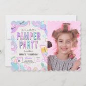 Neon Pamper Wellness-Center Party Geburtstag Foto Einladung (Vorderseite)