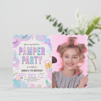 Neon Pamper Wellness-Center Party Geburtstag Foto Einladung