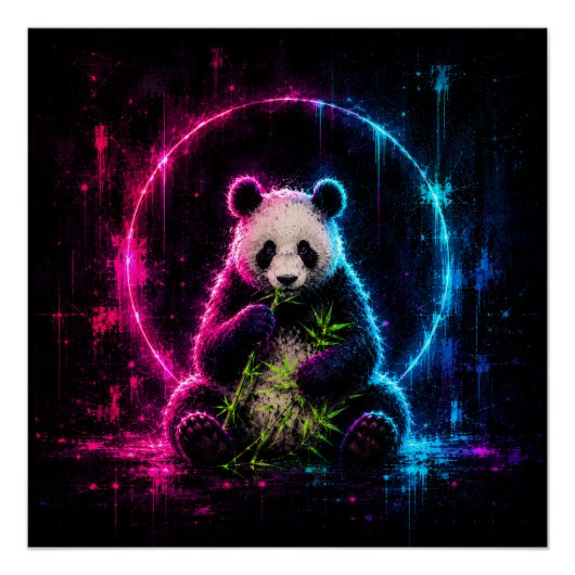 Neon-Panda-Bär Poster (Vorderseite)