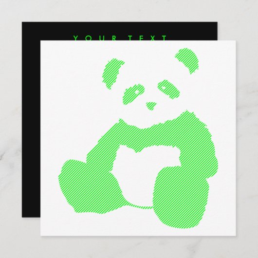 Neon Panda Einladung (Vorne/Hinten)
