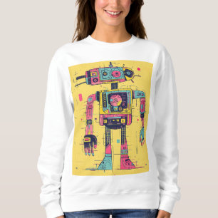 Neon Panelbot - Pop-Tech Robot Illustration Sweats Sweatshirt
