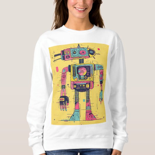 Neon Panelbot - Pop-Tech Robot Illustration Sweats Sweatshirt (Vorderseite)