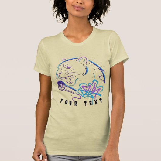 Neon Panther Graffiti Mic Art T-Shirt (Vorderseite)