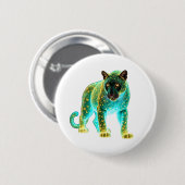Neon Panther: Kosmisches Glühen Wildlife Art Button (Vorne & Hinten)