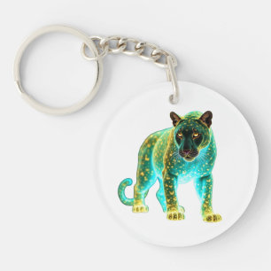 Neon Panther: Kosmisches Glühen Wildlife Art Schlüsselanhänger