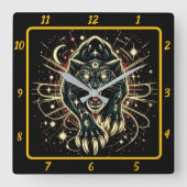 Neon Panther Prowl Timepiece Glow Quadratische Wanduhr (Vorderseite)