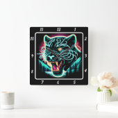 Neon Panther Shadow Quadratische Wanduhr (Zuhause)
