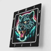 Neon Panther Shadow Quadratische Wanduhr (Winkel)