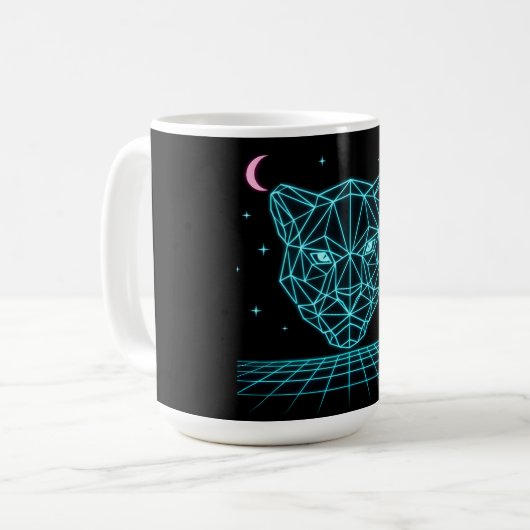 Neon Panther - Synthwave Dark Electric Kaffeetasse (Vorderseite Links)