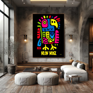 Neon Parrot Kunst - Pop Tropischer Vogel Design Poster