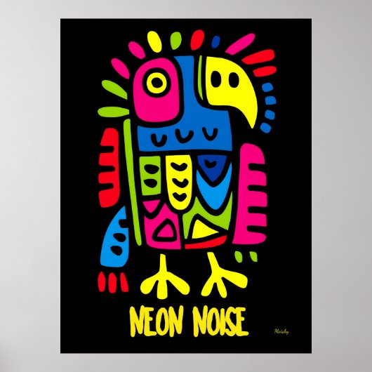 Neon Parrot Kunst - Pop Tropischer Vogel Design Poster (Vorne)