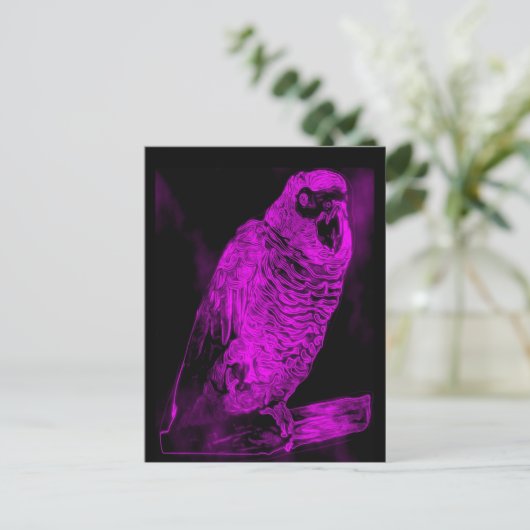 Neon Parrot Postkarte (Stehend Vorderseite)