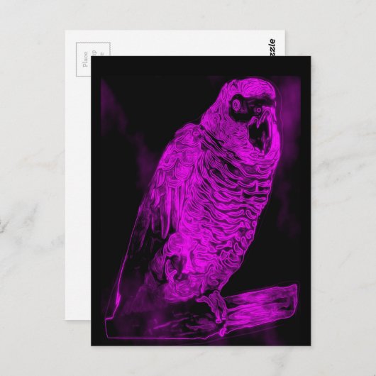 Neon Parrot Postkarte (Vorne/Hinten)