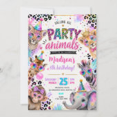 Neon Party Animals Geburtstag  Einladung (Vorderseite)