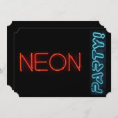 Neon Party Einladung (Vorne/Hinten)