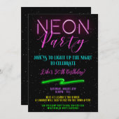 Neon Party Einladungen, Neon Einladungen (Vorne/Hinten)