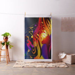 Neon Party Girl and Music - LG Print Stoff