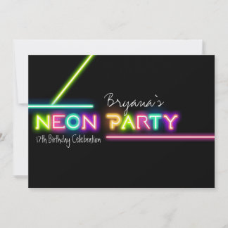 NEON PARTY Glow Spaß Geburtstagsparty Einladung