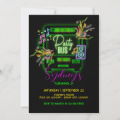 Neon Party, Party Bus, Any age, Glow Party, 21st Einladung (Vorderseite)