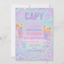 Neon Pastel Capybara Geburtstagsparty Einladung