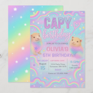 Neon Pastel Capybara Geburtstagsparty Einladung