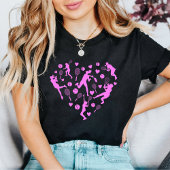 Neon Pastel Pink Tennis Lover Heart Graphic T-Shirt