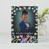 Neon Pastel Stars Galaxy Kinder Abschluss Foto Ankündigung (Stehend Vorderseite)