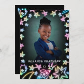 Neon Pastel Stars Galaxy Kinder Abschluss Foto Ankündigung (Vorne/Hinten)