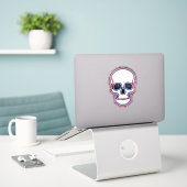 Neon-Patriotenschädel Aufkleber (Laptop auf Schreibtisch)