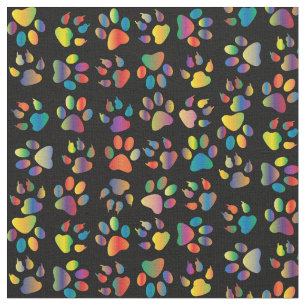 Neon Paw Print auf Schwarz Stoff