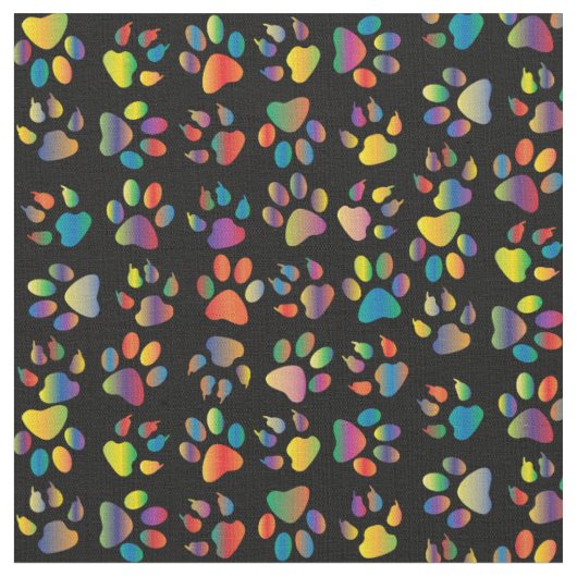 Neon Paw Print auf Schwarz Stoff (Nahaufnahme)