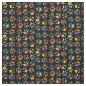Neon Paw Print auf Schwarz Stoff (Muster)