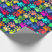 Neon Paw Print Wrapping Paper Geschenkpapier (Ecke)